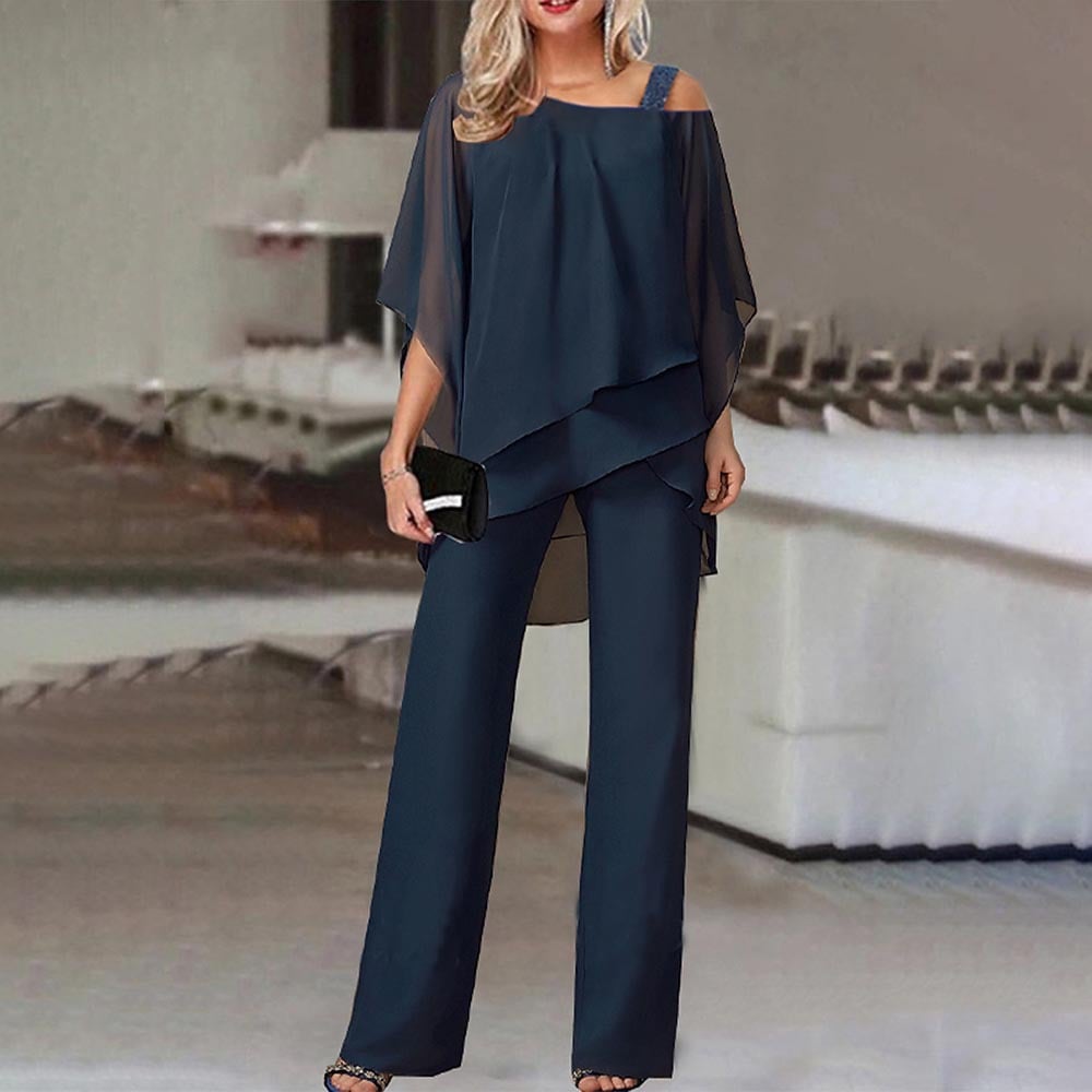 🏆LAST DAY SALE 64% OFF Elegant Layered Chiffon Top & Wide-Leg Pants Set
