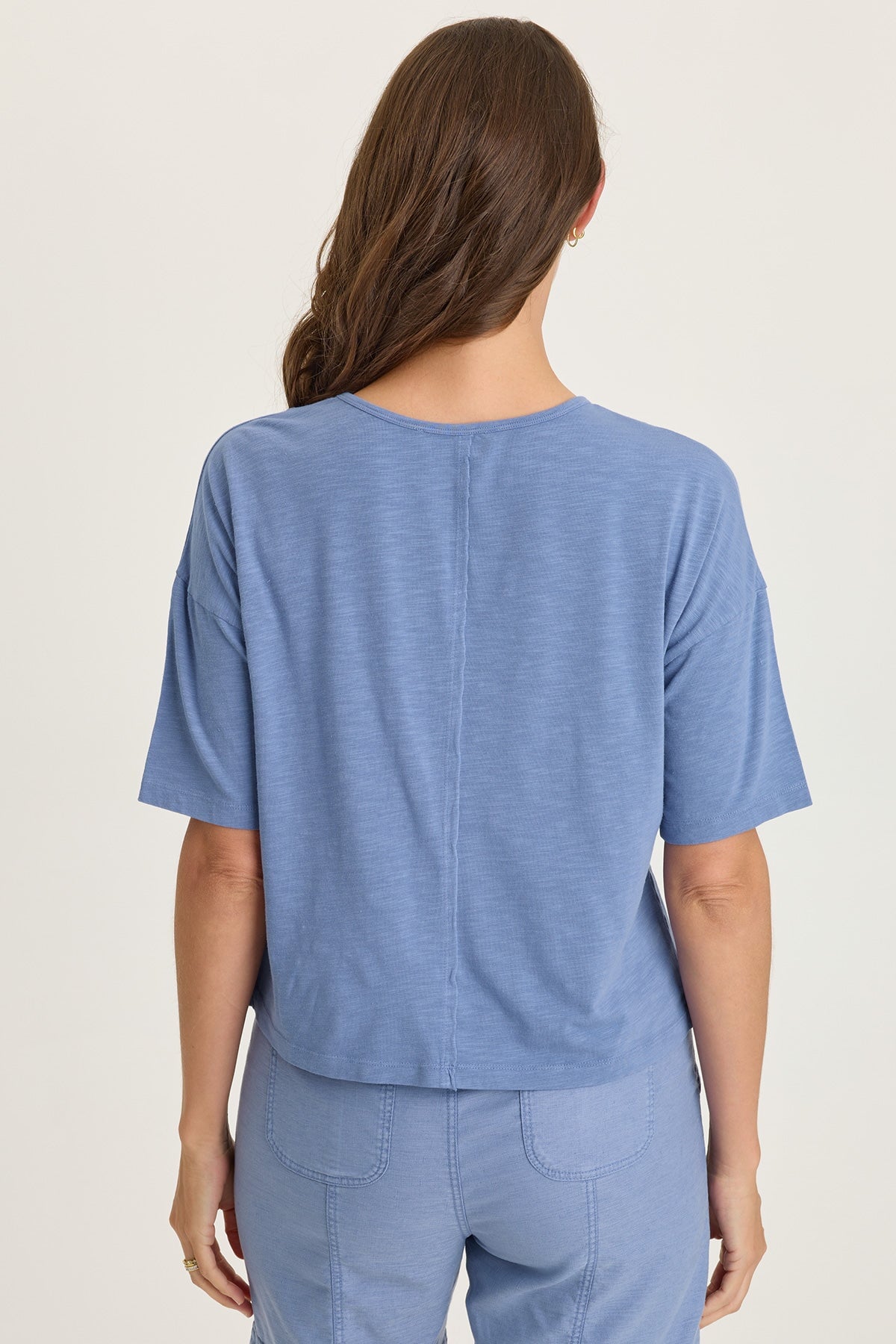 Lino Twill/Jersey Boat Neck Tee