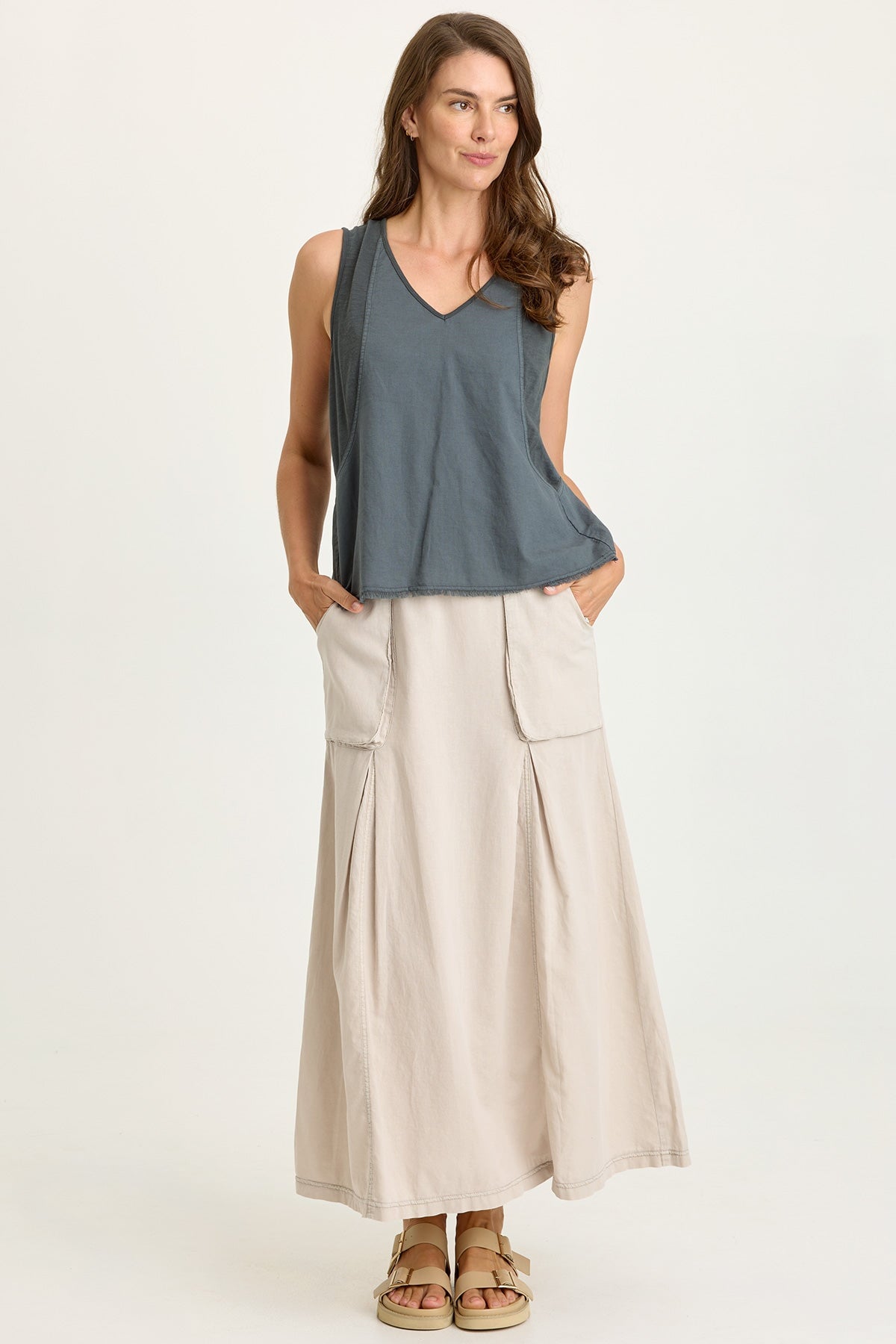 Mazie Linen/Jersey V-Neck Tank