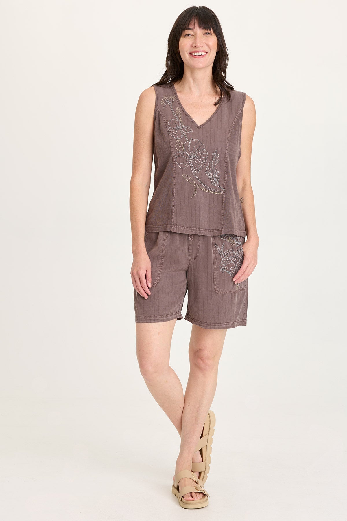 Lynn Embroidered Pinstripe Short