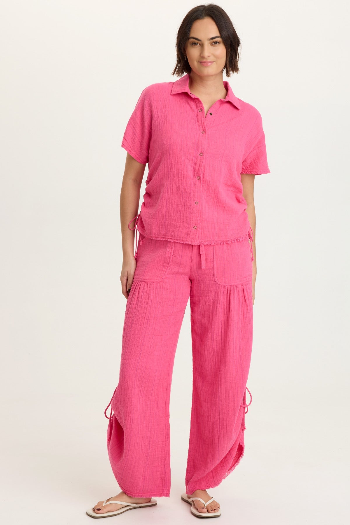 Muriel Stripe Gauze Wide-Leg Pant