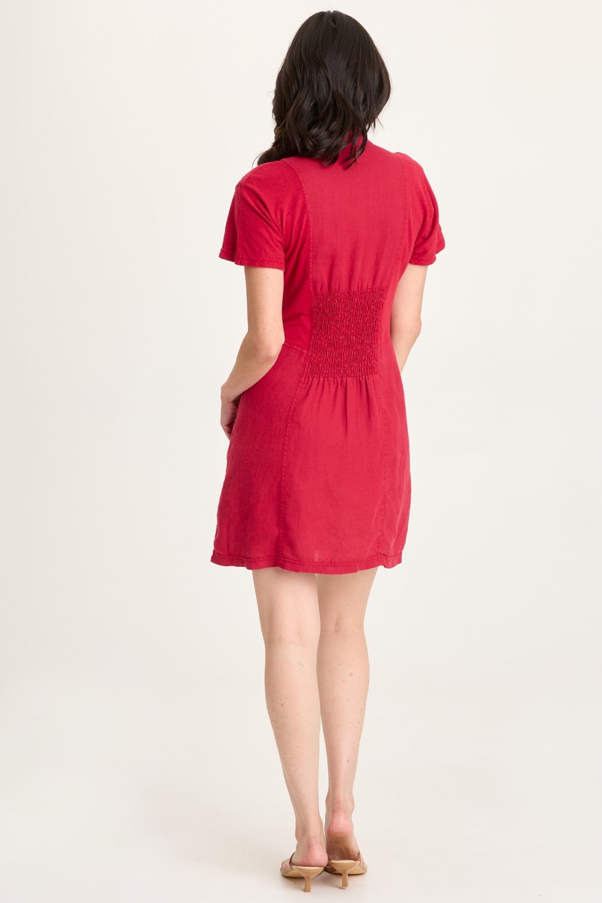 Mikel Linen Snap-Up Collared Dress