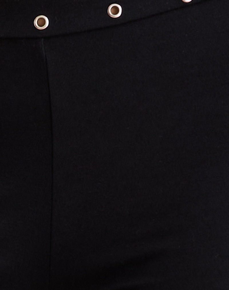 Dorala Low Rise Trousers with Eyelets in Black