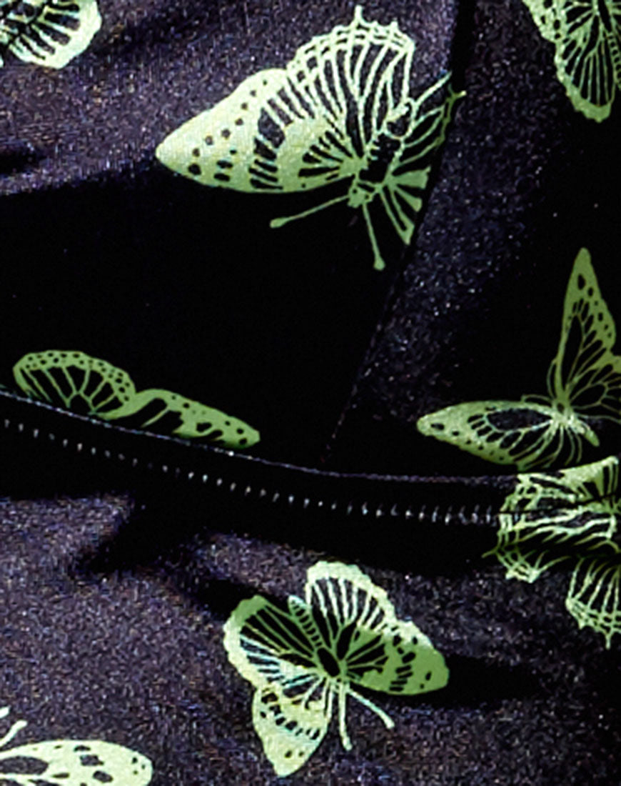 Dyla Crop Top in Black Butterfly Lime