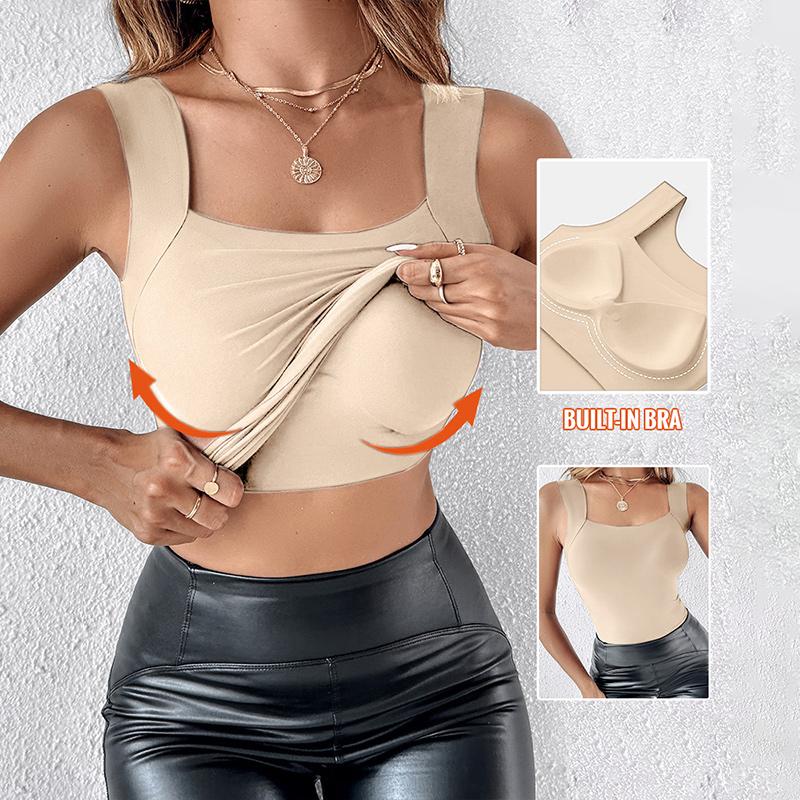 Buy 1  Free 1 - High Strechy Slim Fit Compression Built-in Bra Tank Top