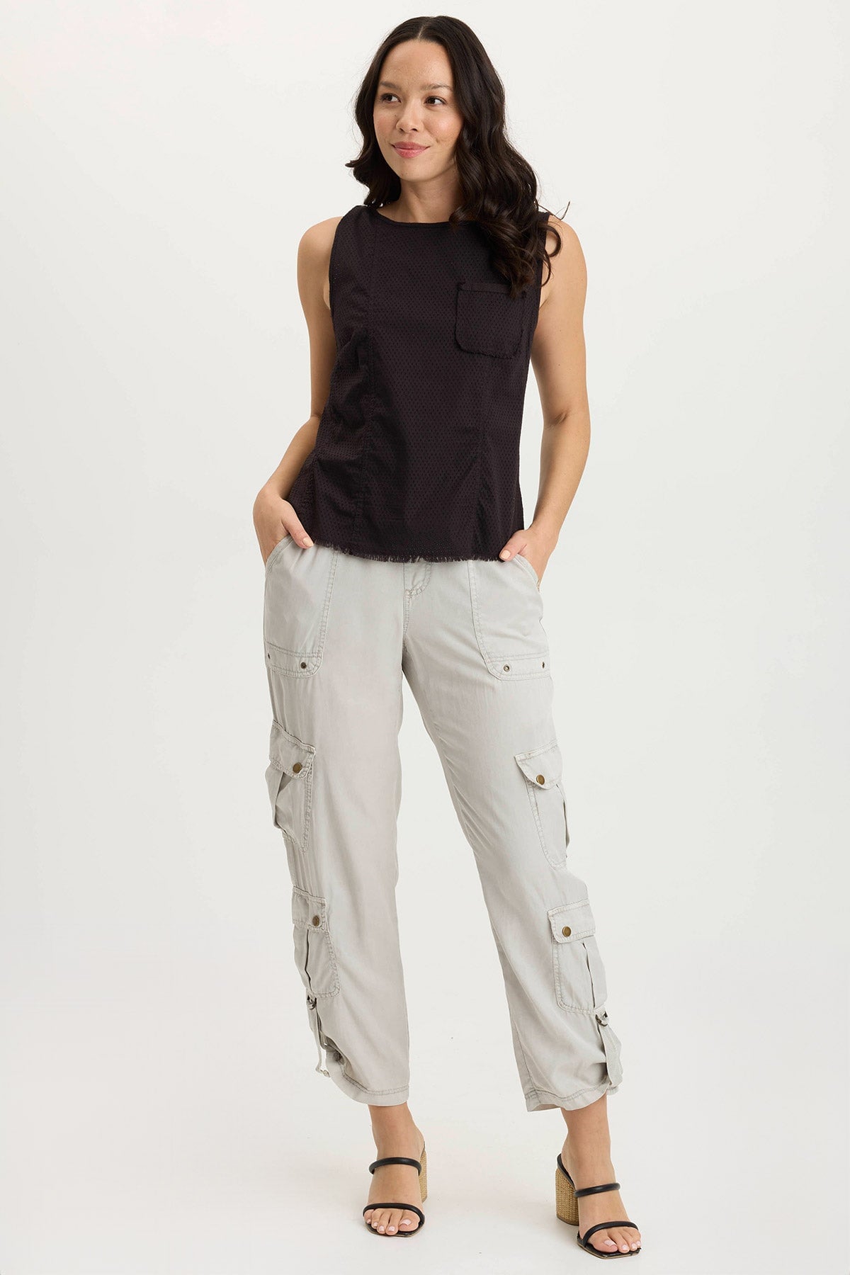 Landis Tank Top in Perforated Poplin