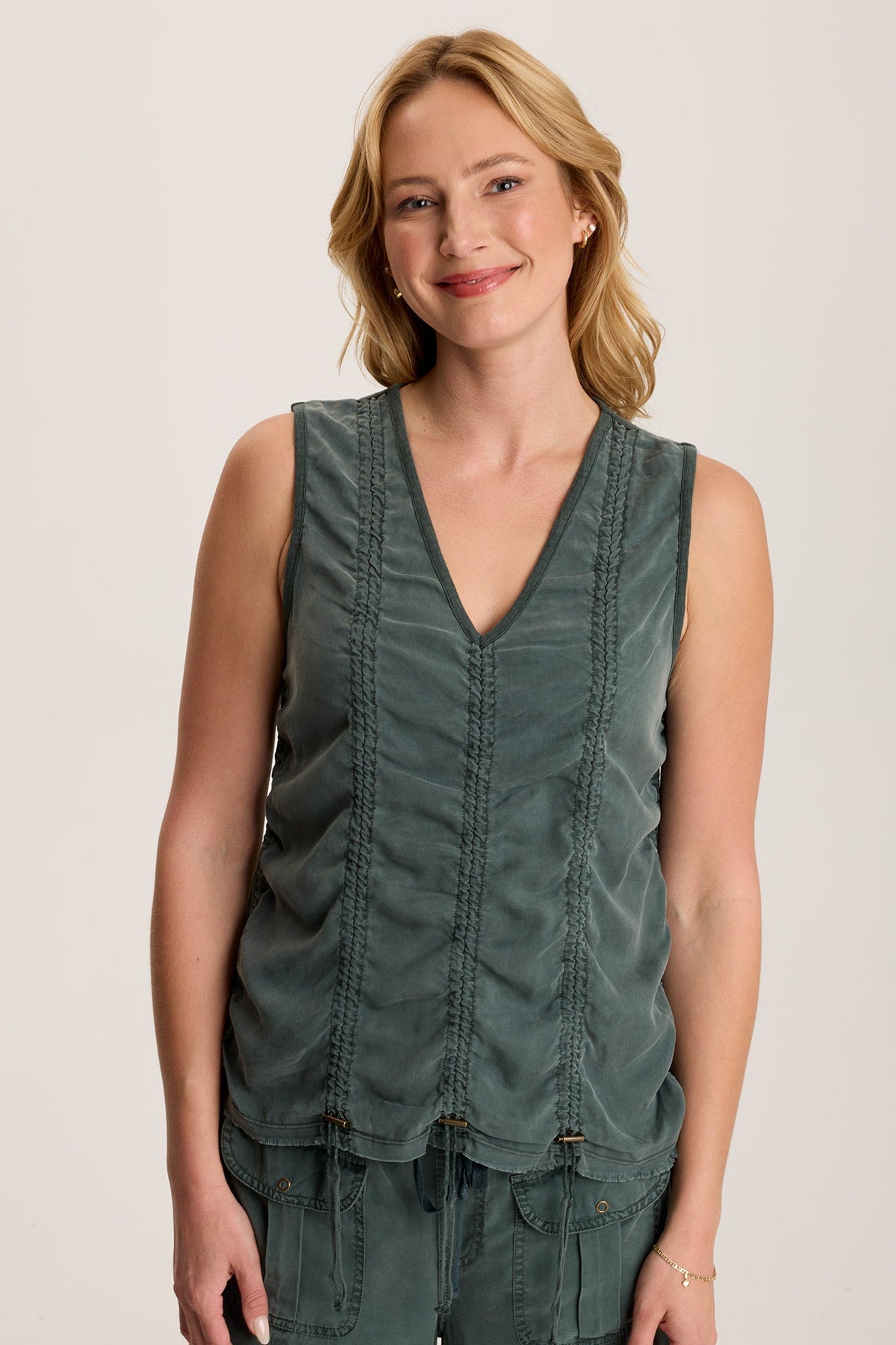 Mitzi Twill Cinched Cord Tank