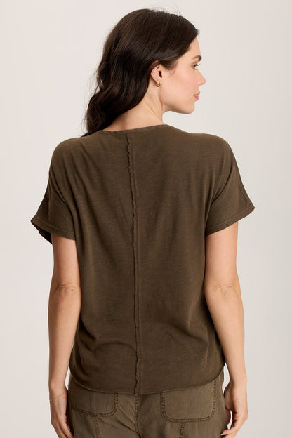 Werner Twill Ruched Cord Relaxed V-Neck Tee
