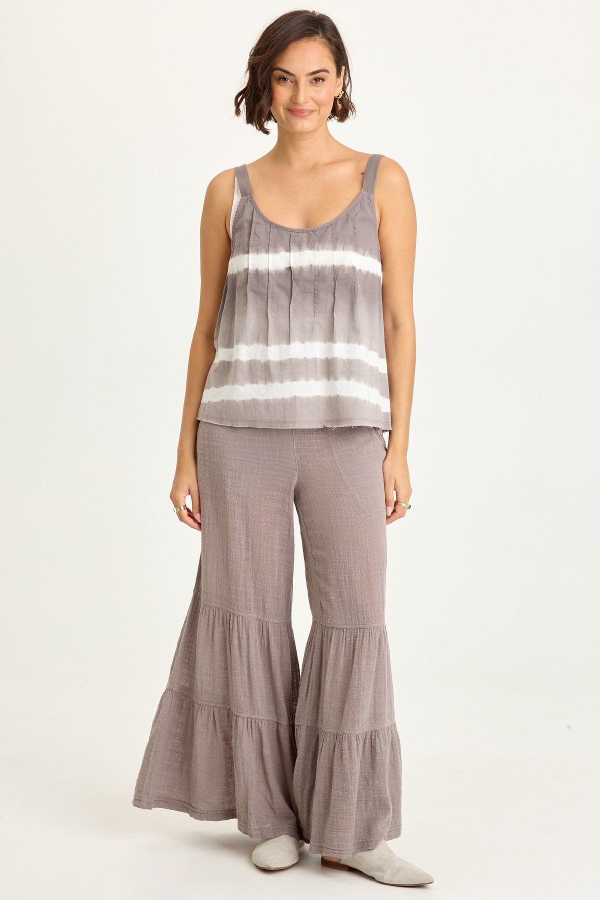 Shawnie Linen Billowy Pintuck Tank