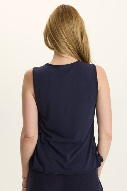 Ileana Cinched Soft Twill V-Neck Tank