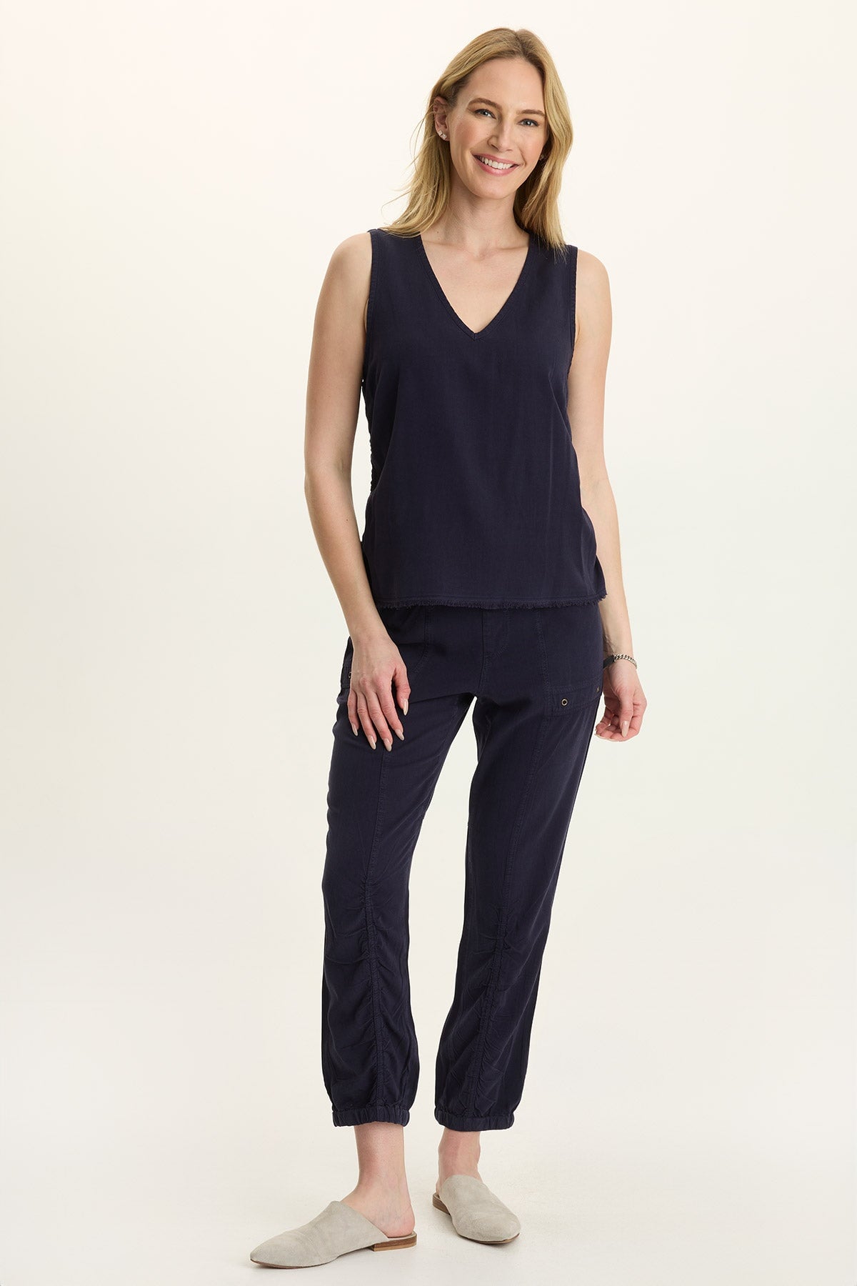 Ileana Cinched Soft Twill V-Neck Tank