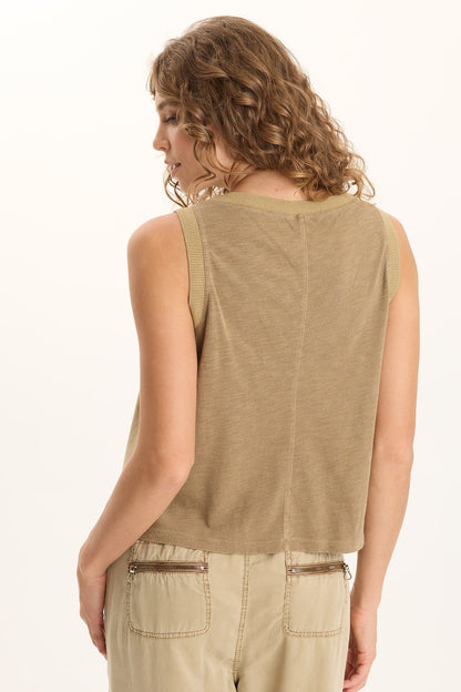 Katrine Soft Twill Embroidered Artisan Tank