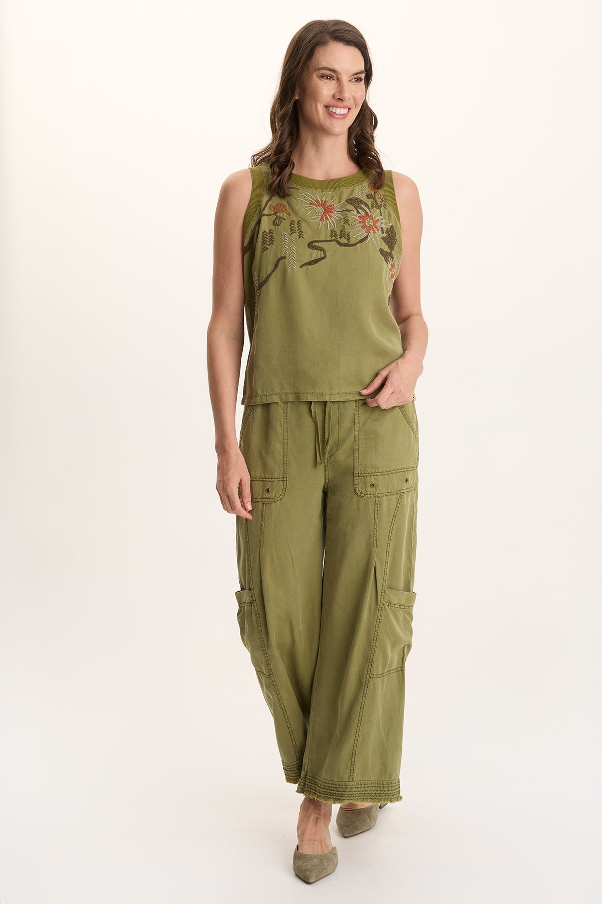 Katrine Soft Twill Embroidered Artisan Tank
