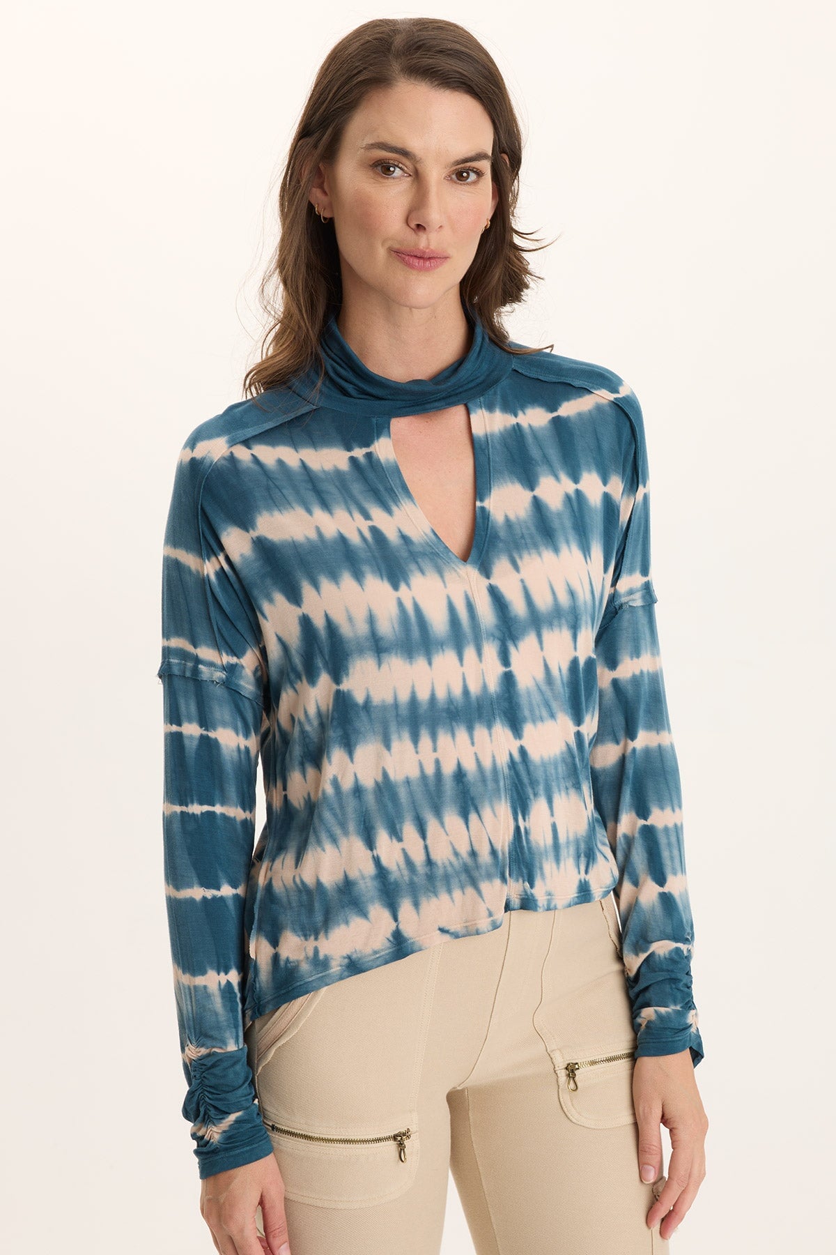 Norda Soft Stretch Jersey Mock-Neck Keyhole Top
