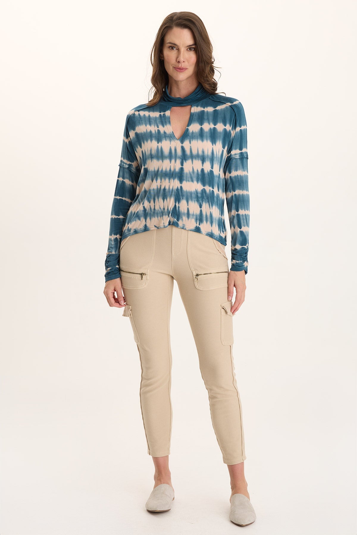 Norda Soft Stretch Jersey Mock-Neck Keyhole Top