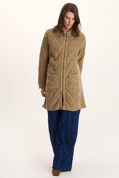 Torston Quilted Longline Double Zipper Coat