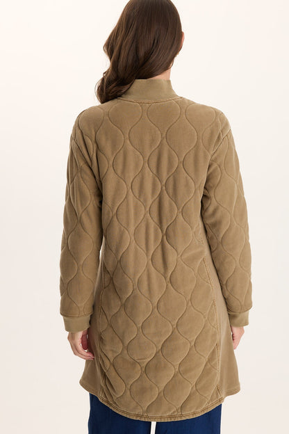 Torston Quilted Longline Double Zipper Coat
