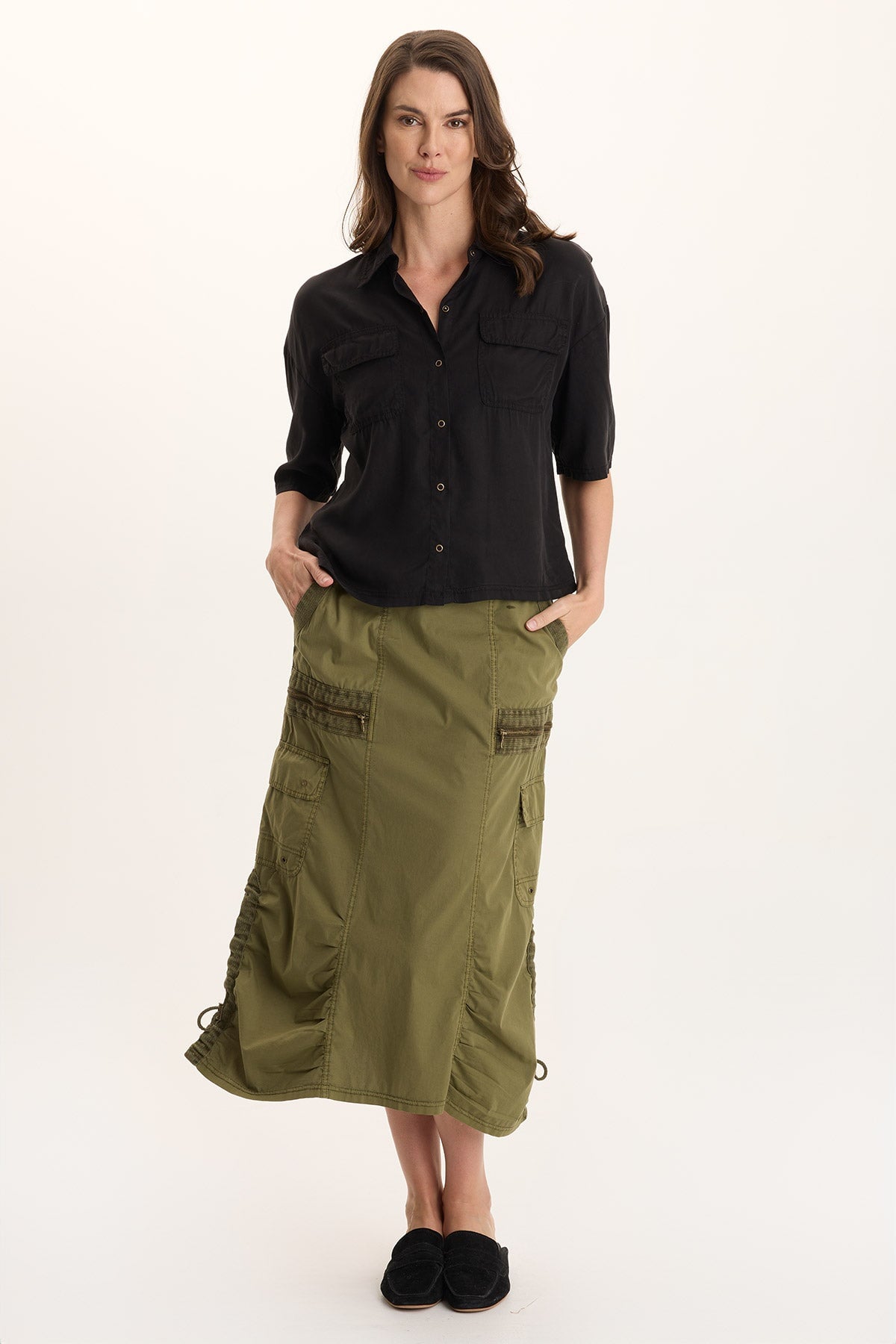 Tage Soft Twill Snap-Up Top