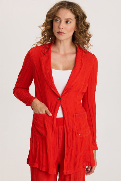Barron Textured Stripe Long Blazer