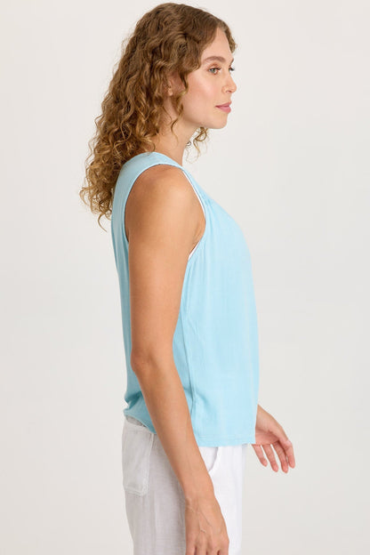 Timo Crepe Smocked Neckline Tank