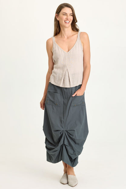 Hedley Gauze/Jersey Box Pleat Tank