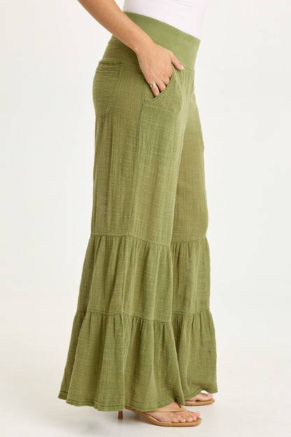 Lando Gauze Tiered-Bottom Pant