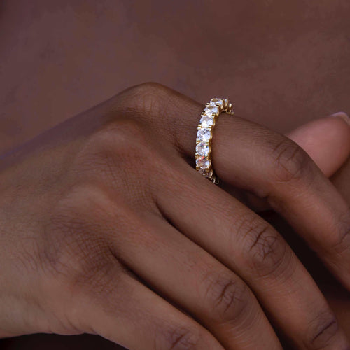 14k Solid Gold 4mm Single Layer Diamond Band Ring-VS Diamonds