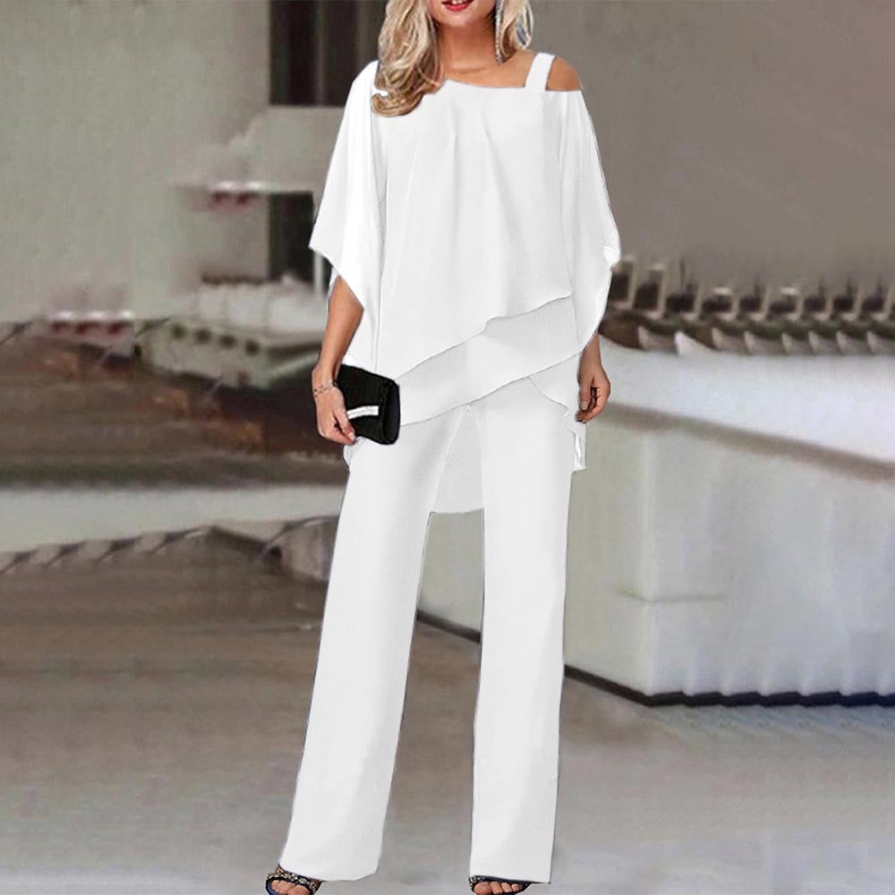🏆LAST DAY SALE 64% OFF Elegant Layered Chiffon Top & Wide-Leg Pants Set