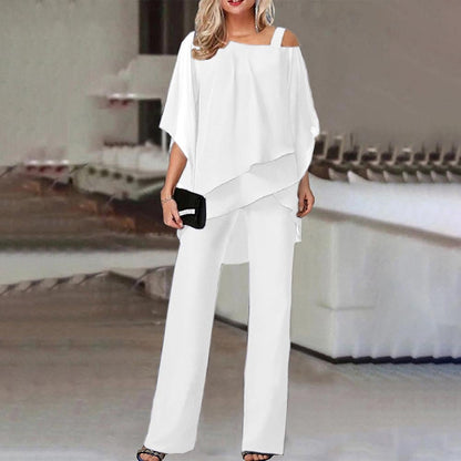 🏆LAST DAY SALE 64% OFF Elegant Layered Chiffon Top & Wide-Leg Pants Set