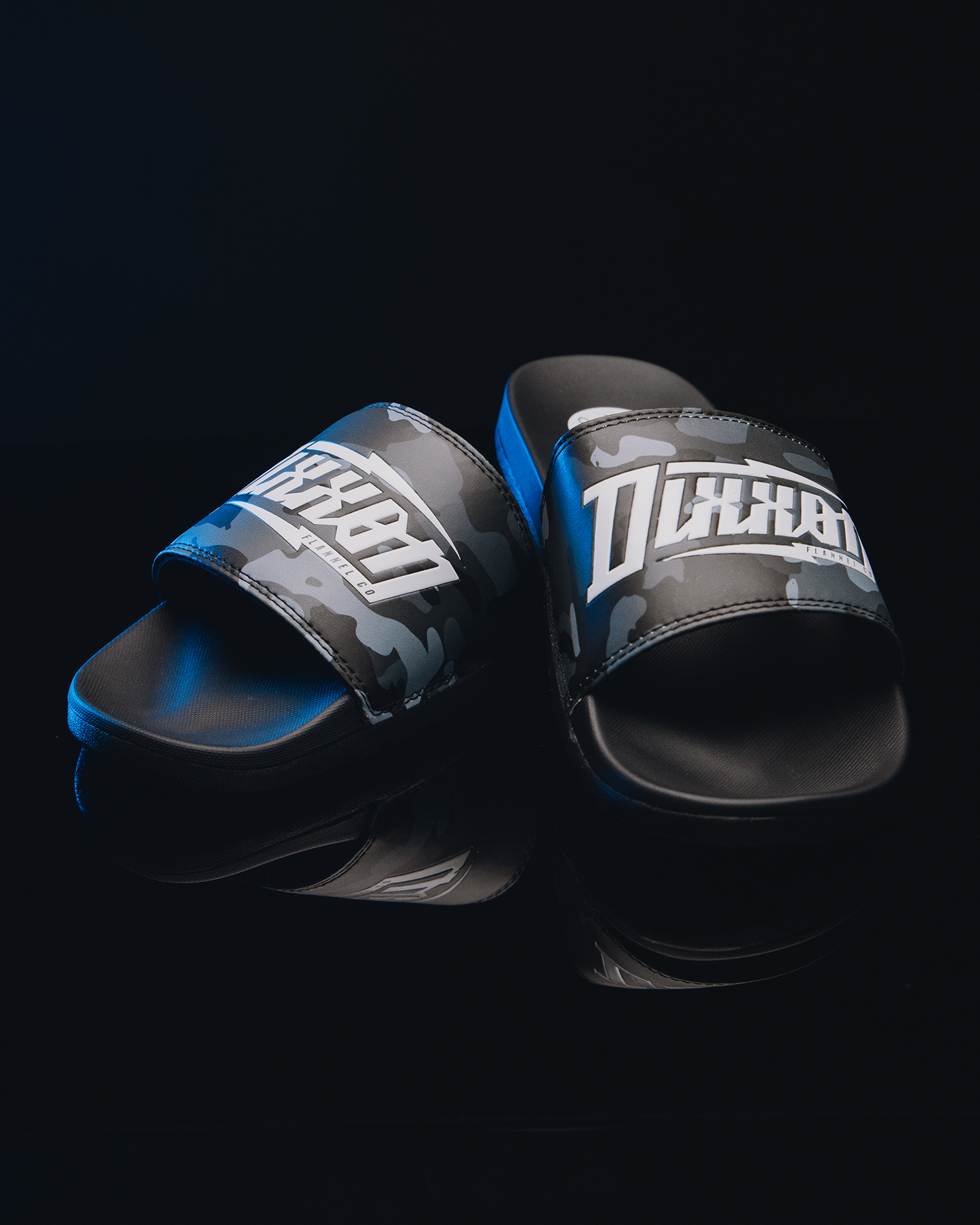 White Bolt Slides - Black Camo