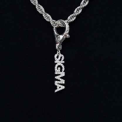 "Sigma" Clip On Charm Pendant in White Gold
