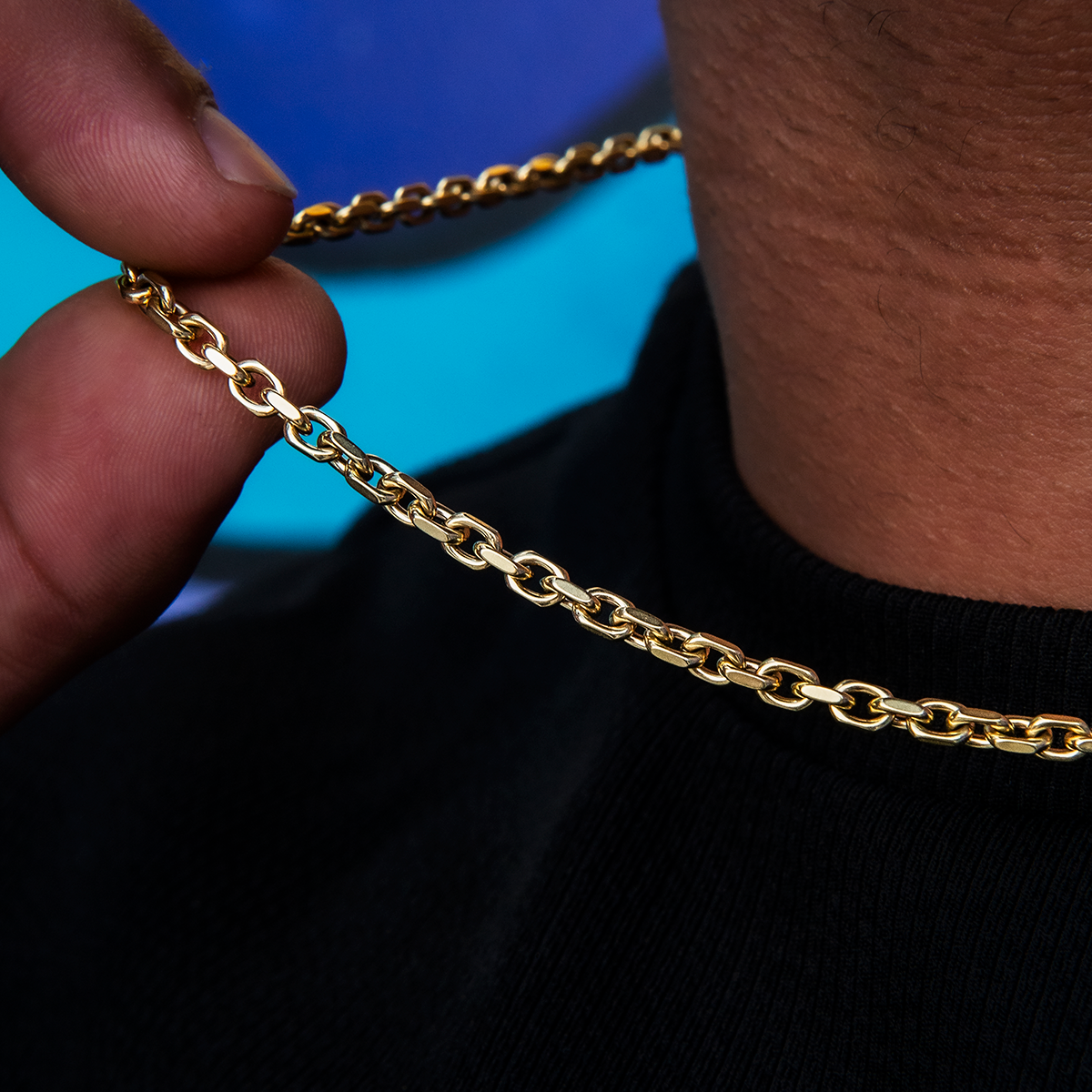 Adjustable Open Box Chain in Yellow Gold or White Gold - 3.6mm