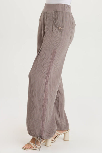 Lenka Gauze Cinched Wide-Leg Pant