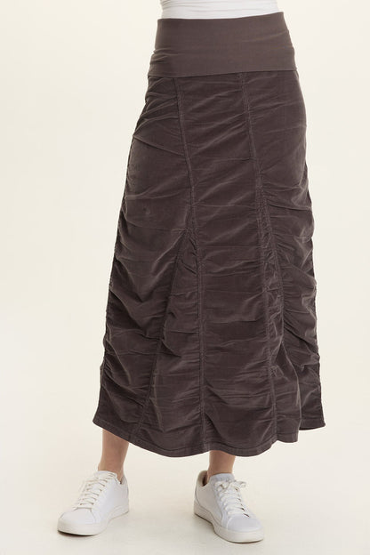 Cord Shirred Peasant Skirt