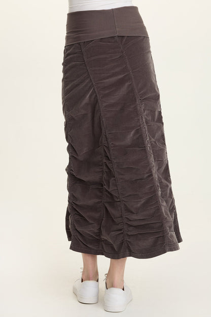 Cord Shirred Peasant Skirt