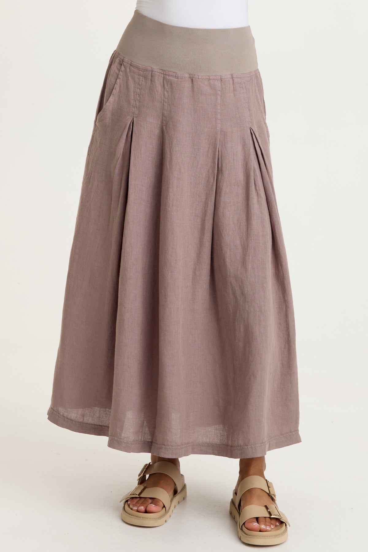 Aderyn Linen Pleated Skirt