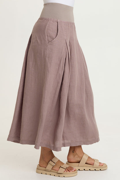 Aderyn Linen Pleated Skirt