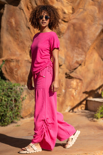 Muriel Stripe Gauze Wide-Leg Pant