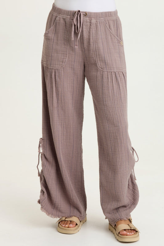 Muriel Stripe Gauze Wide-Leg Pant