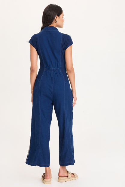 Gemmell Embroidered Mock-Denim Jumpsuit