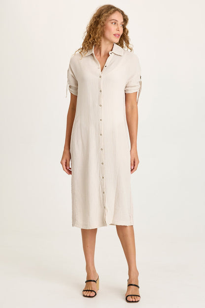 Cantori Gauze Button-Up Dress