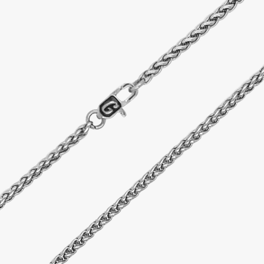 2mm Palm Chain  in White Gold