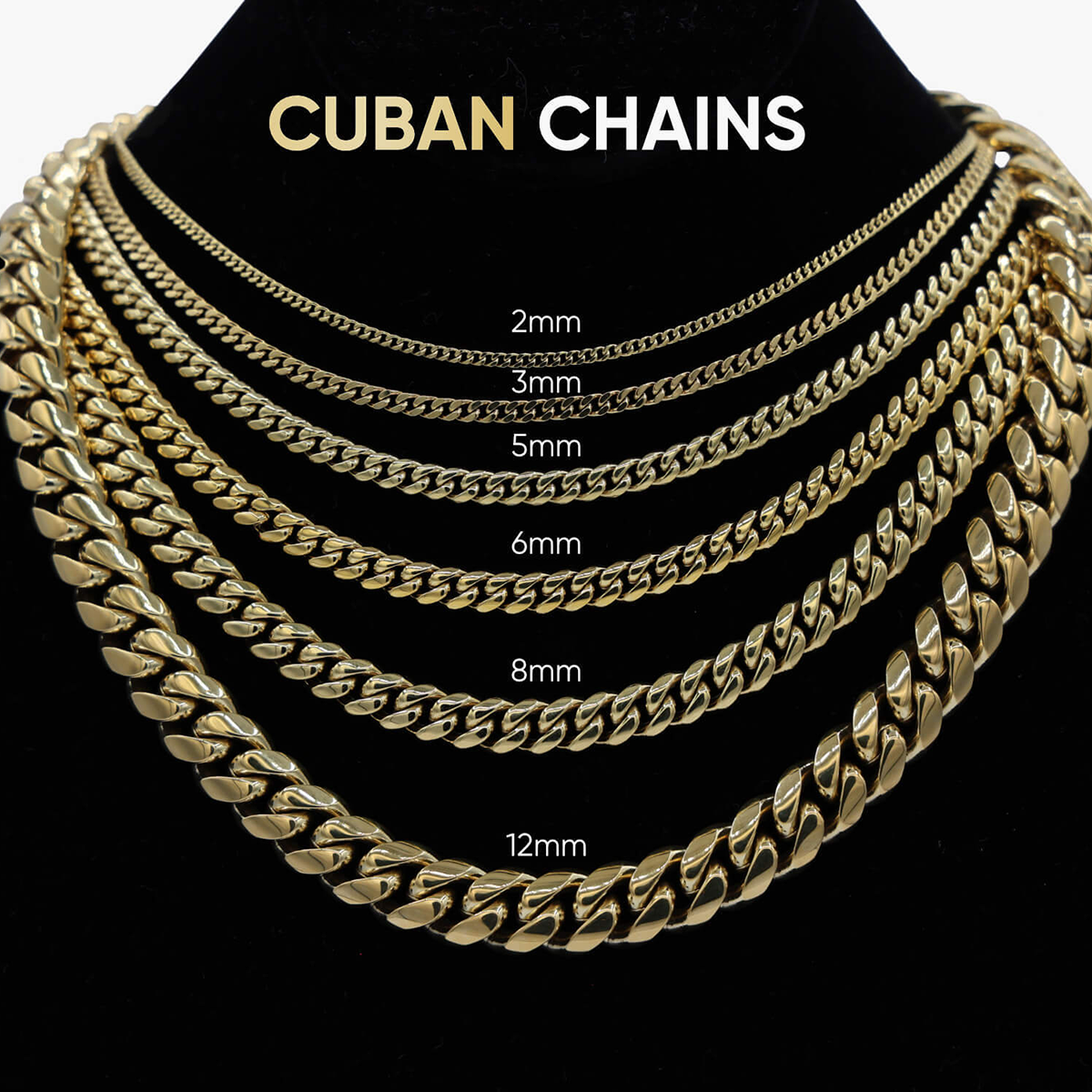 Baguette Prong Set Cuban Chain in White Gold- 12mm