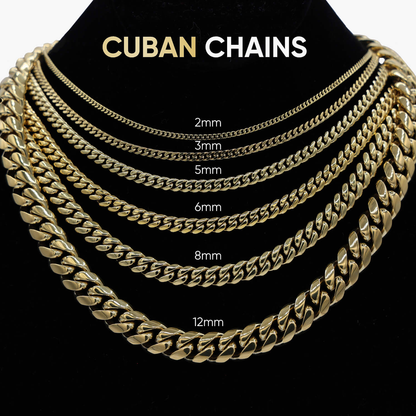 8.5MM Diamond Prong Cuban Necklace - Yellow Gold