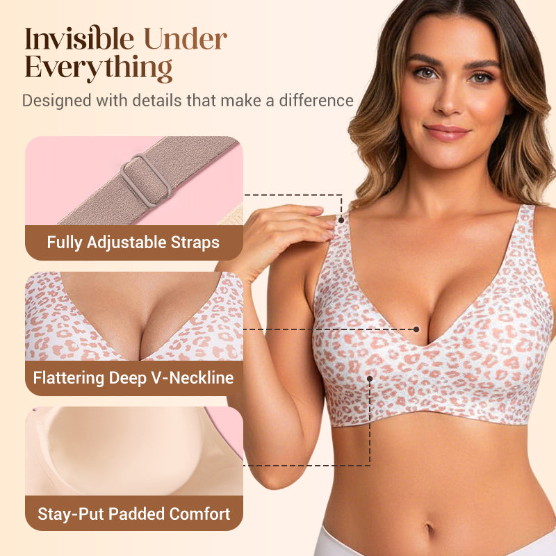 💗Summer Hot Sale⚡50K+ SOLD💕 Jelly Wireless Womens Comfortable Wireless Bras Push Up Bralettes Seamless Tshirts Bras Deep V Everyday Bras