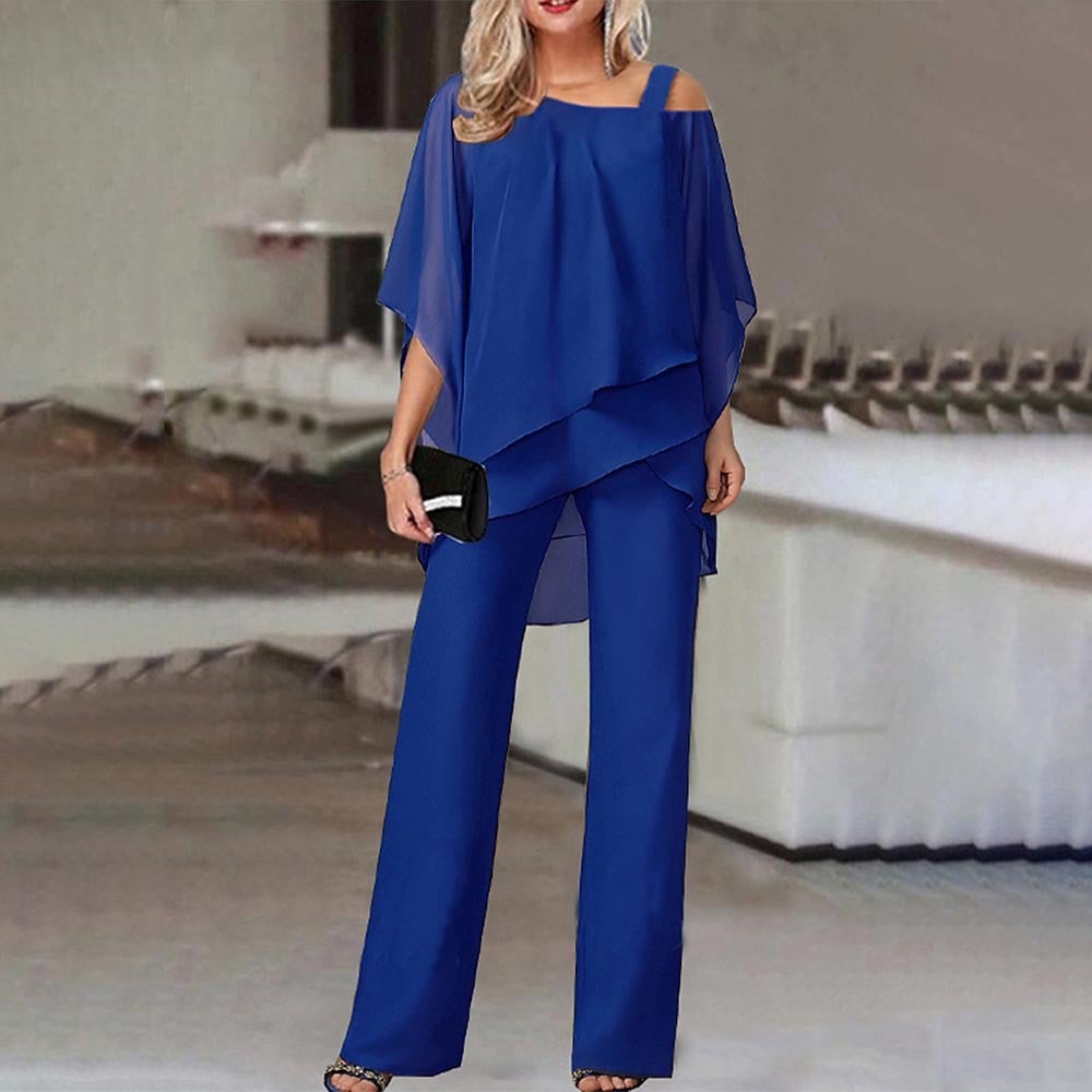 🏆LAST DAY SALE 64% OFF Elegant Layered Chiffon Top & Wide-Leg Pants Set