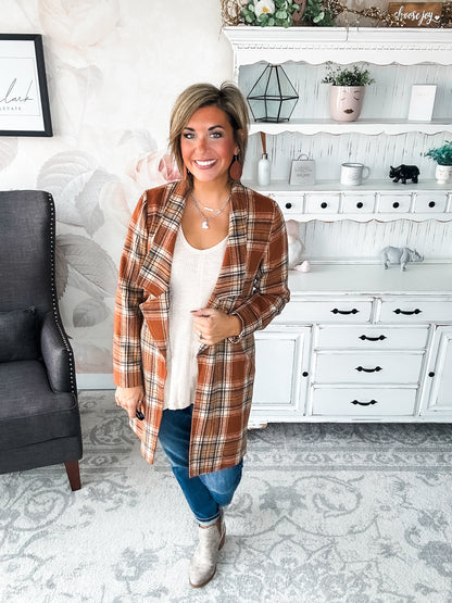 In The Air Plaid Jacket - Rust