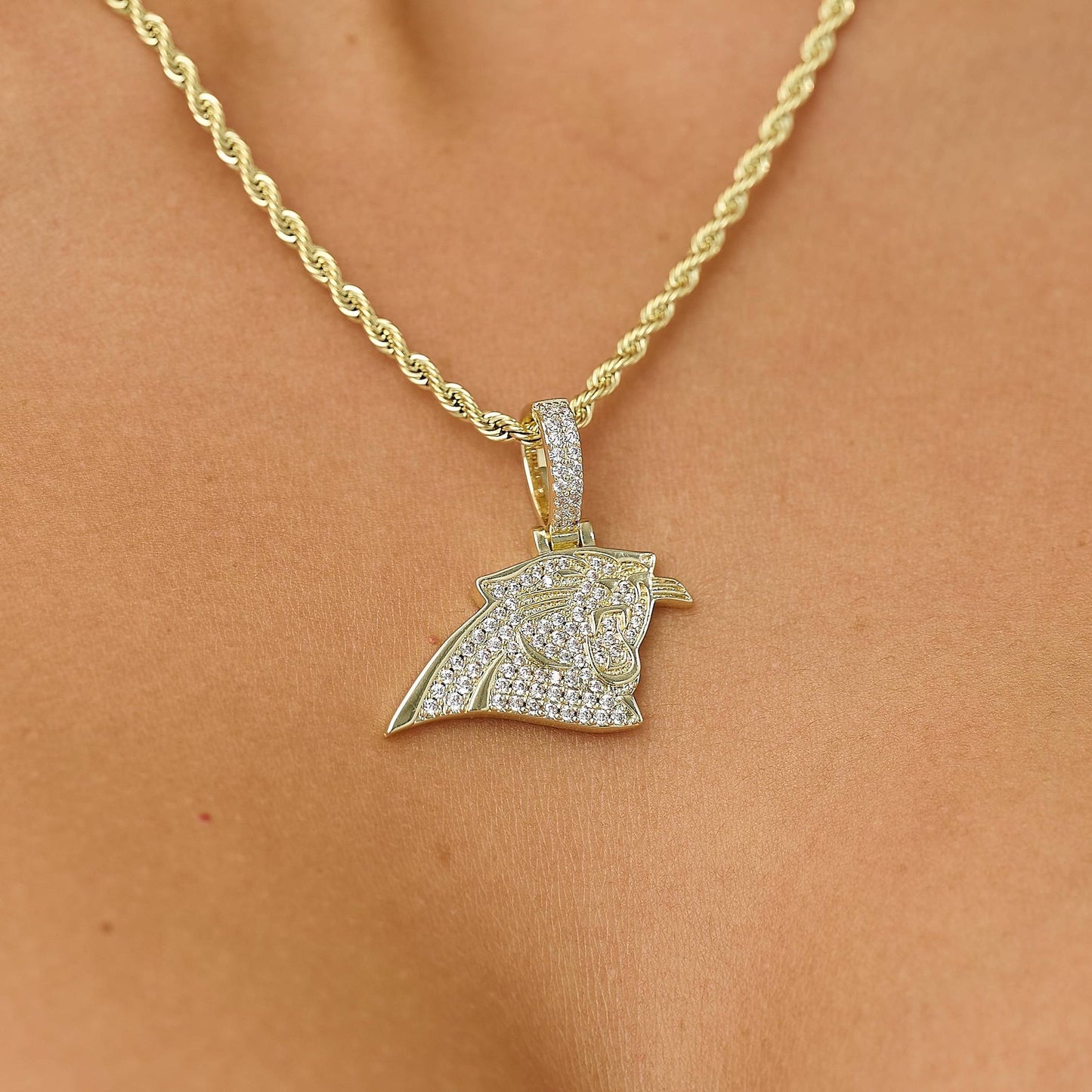 Carolina Panthers Official NFL Micro Logo Pendant in Yellow Gold