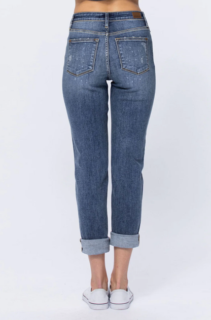 Judy Blue Bleach Splatter Boyfriend Jeans