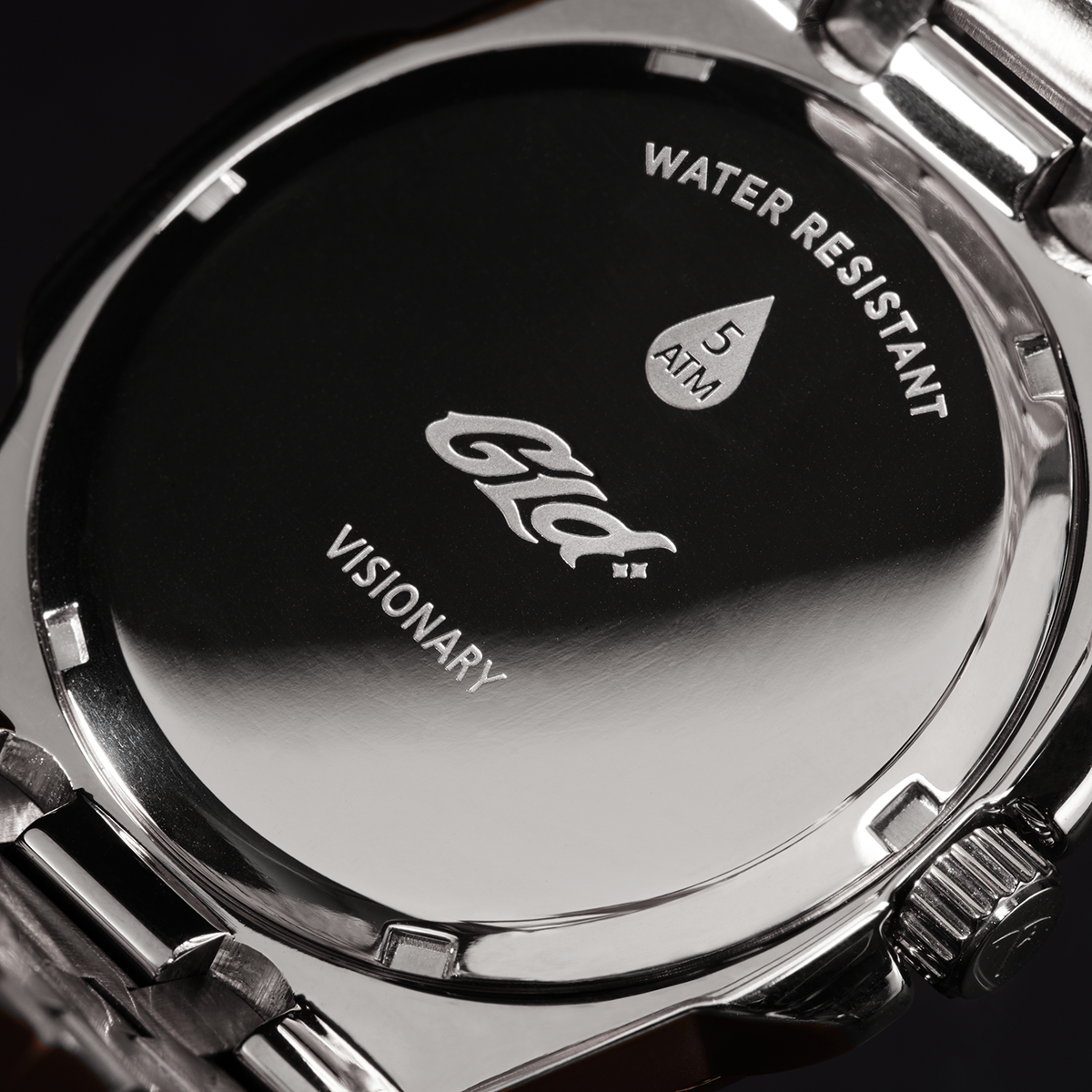39MM Visionary Fully Iced Case & Steel Band Watch - White Gold